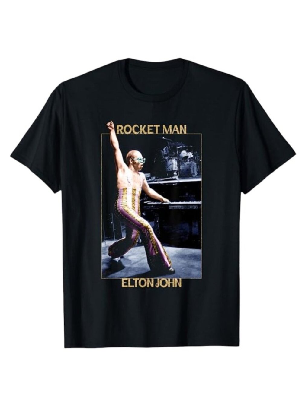 New Official Elton John Rocketman Stage Piano Photo Men's T-Shirt - XX-Large